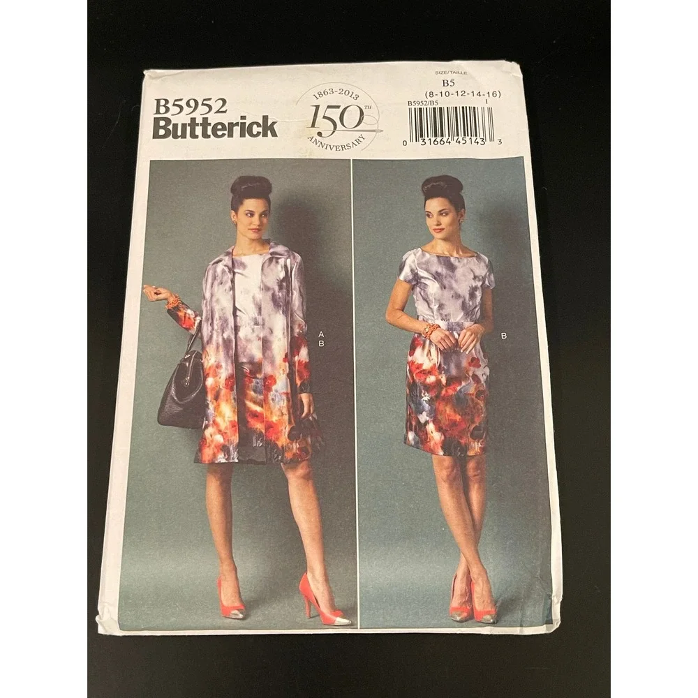 00221 - Butterick B5952 Sewing Pattern Misses Jacket Dress Belt‎ Size B5 (8-16)